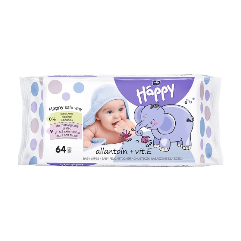 Lingettes Bebe Happy A La Vitamine E Et A L Allantoine 64 Lingettes