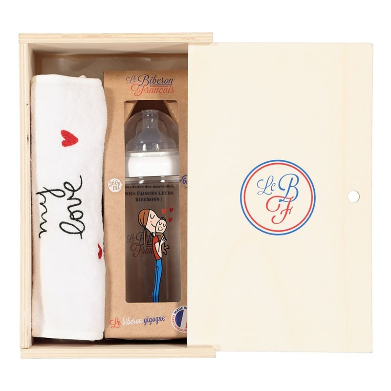 Coffret en bois My love - 1 Biberon - Le Biberon Français Coffret en bois My love - 1 Biberon - Le Biberon Français
